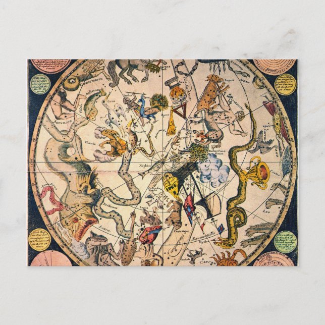 Carte Postale Hémisphères Celestial, 1790 (Devant)