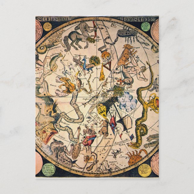 Carte Postale Hémisphères Celestial, 1790 (Devant)
