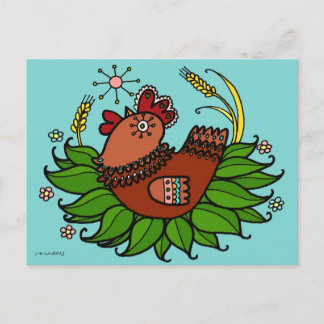 Carte Postale Hen Ukrainian Folk Art