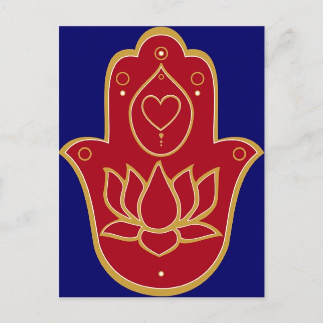 Carte Postale Henna Hamsa Lotus (Devant)