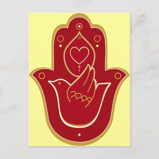 Carte Postale Henna Paix et Amour Hamsa (Devant)