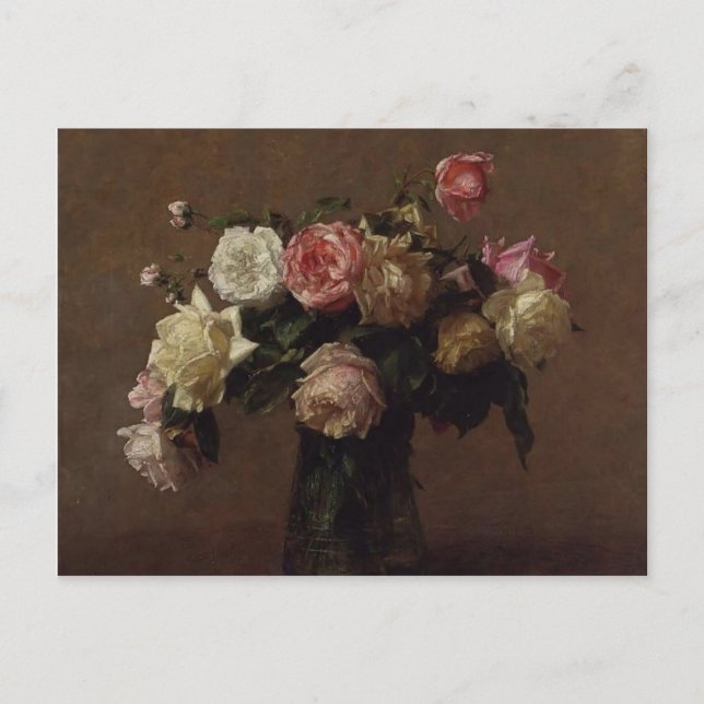 Carte Postale Henri Fantin-Latour- Bouquet de Roses (Devant)