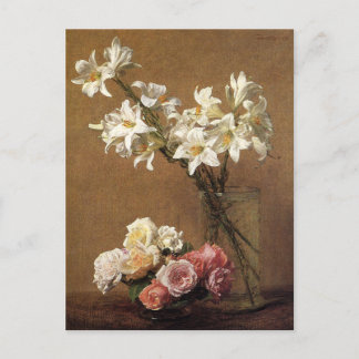 Carte postale Henri Fantin-Latour Roses et Lilies