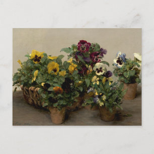 Carte Postale Henri Fantin-Latour Vintage Pansies violet jaune