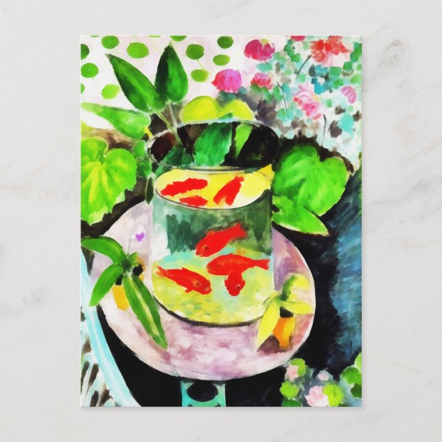 Carte Postale Henri Matisse, Le poisson rouge, dessin numérique (Devant)