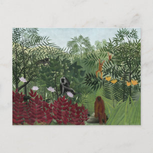 Carte Postale Henri Rousseau - Forêt tropicale avec singes