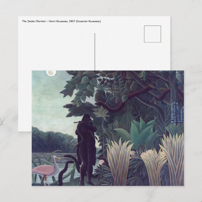 Carte Postale Henri Rousseau - La Charmeuse de serpents (Devant / Derrière)