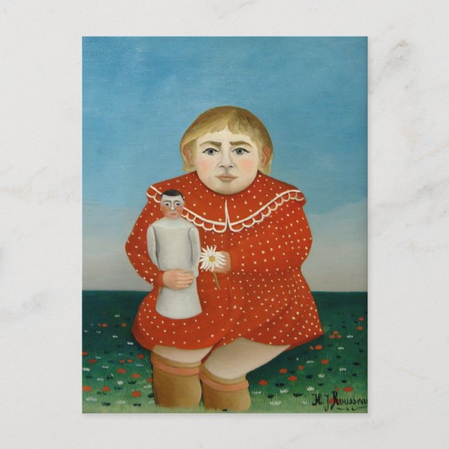 Carte Postale Henri Rousseau - La fille avec une poupée (Devant)