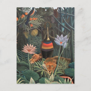 Carte Postale Henri Rousseau Le Rêve Fleurs de la jungle Surréal