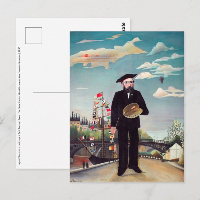 Carte Postale Henri Rousseau - Mon portrait-Paysage (Devant / Derrière)