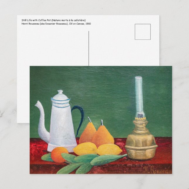 Carte Postale Henri Rousseau - Nature morte à la cafetière (Devant / Derrière)