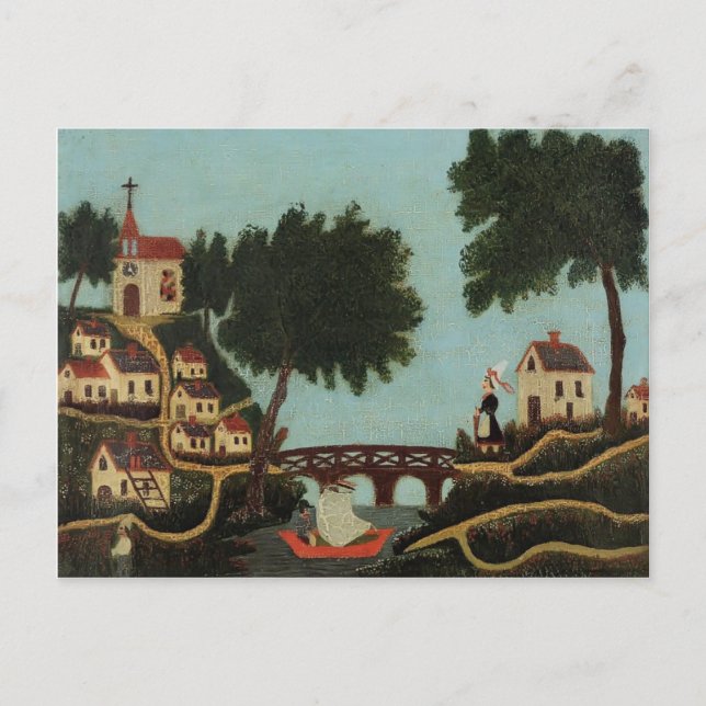 Carte Postale Henri Rousseau - Paysage avec pont (Devant)