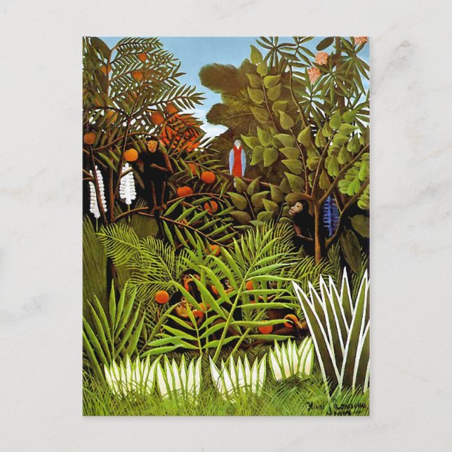 Carte Postale Henri Rousseau - Paysage exotique Jungle Art (Devant)