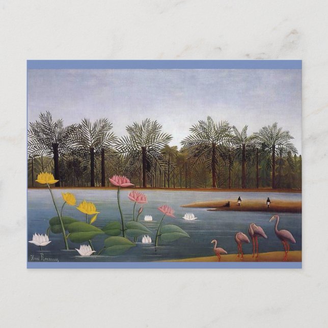 Carte Postale Henri Rousseau, Peinture de Flamants roses (Devant)