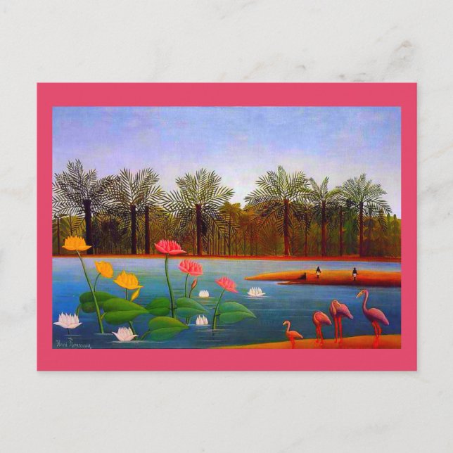 Carte Postale Henri Rousseau, Peinture de Flamants roses (Devant)