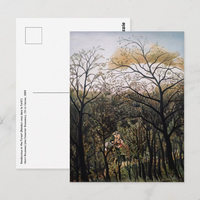 Carte Postale Henri Rousseau - Rendez-vous dans la forêt (Devant / Derrière)