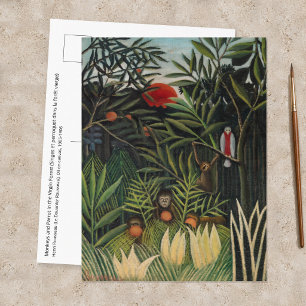 Carte Postale Henri Rousseau - Singes & Perroquet dans la Forêt