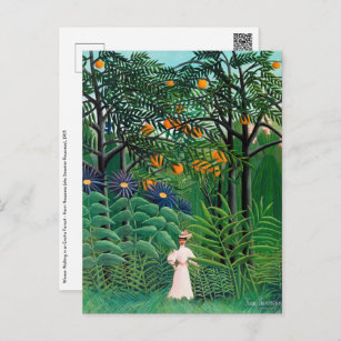 Carte Postale Henri Rousseau - Une femme marche dans une forêt e