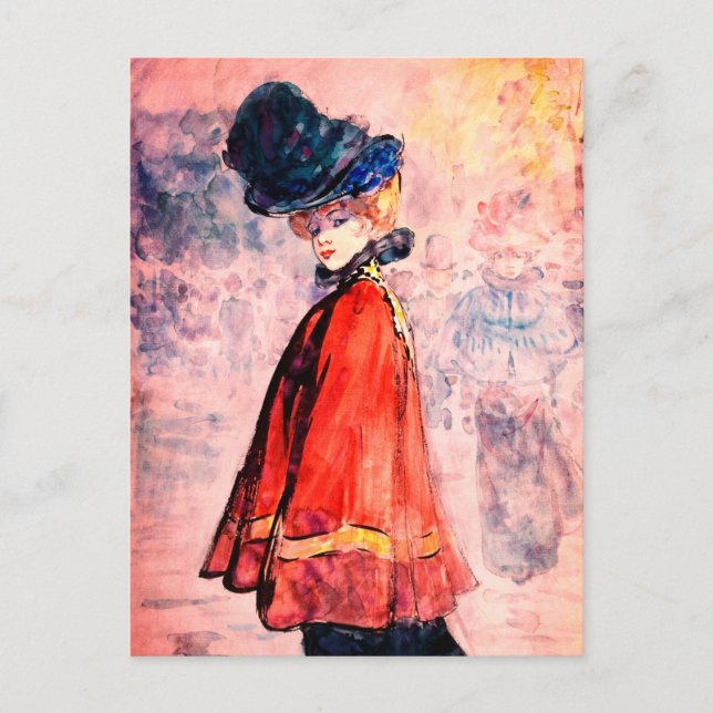 Carte Postale Henry Somm - Élégant À Red Cape (Devant)