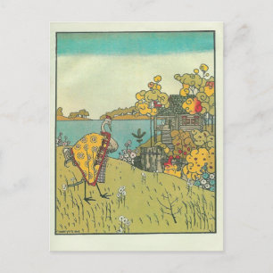 Carte Postale Heorhiy Narbut - 'La grue et le héron. Ours.'