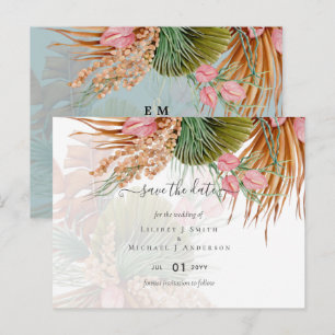 Carte Postale Herbe de la Pampa Tropicale Mariage en Terre Cuite