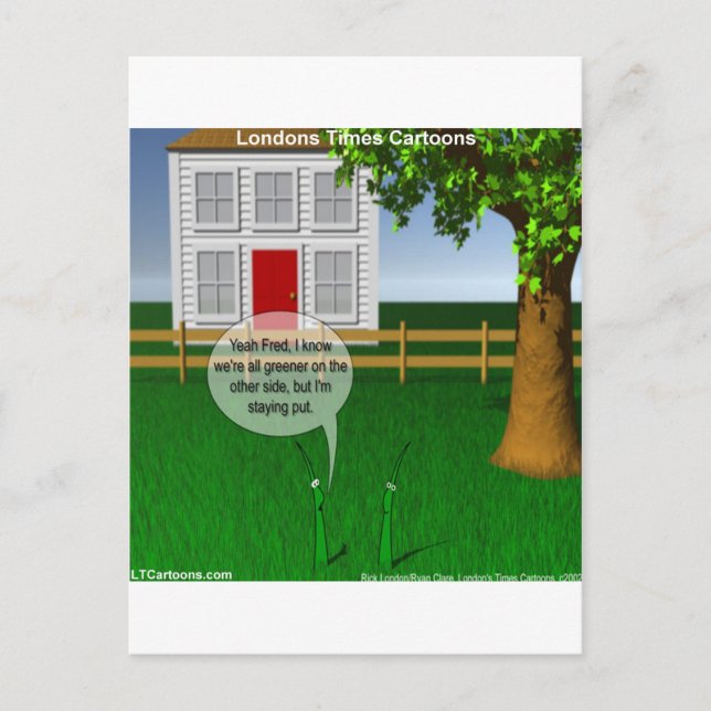 Carte Postale Herbe Plus Verte De L'autre Côté Drôle (Devant)