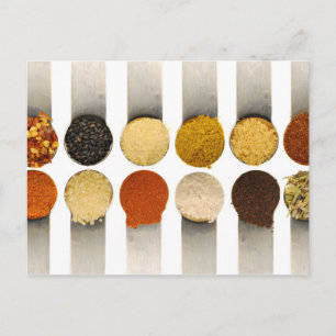 Carte Postale Herbes Épices et ingrédients en poudre