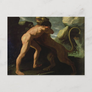 Carte Postale Hercules combattant avec le lion néméen