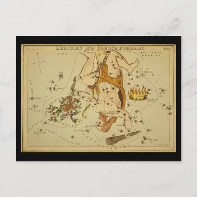 Carte Postale Hercules (Heracles) et Corona Borealis (Devant)