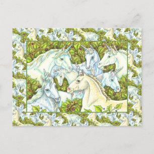 Carte Postale HERDE UNICORN MÉDIÉVAL, CHEVAUX, Imaginaire DE LA