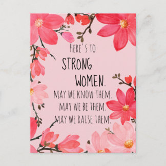 Carte Postale Here's to Strong Women Cherry Red & Pink Floral