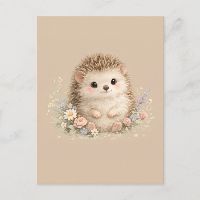 Carte Postale Hérisson Adorable Jardin Européen  (Devant)
