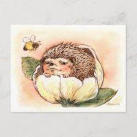 Hérisson Fleur de Hérisson Bébé Aquarelle