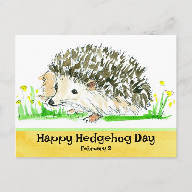 Carte Postale Hérisson Jour Février 2 Fêtes Nationales (Devant)