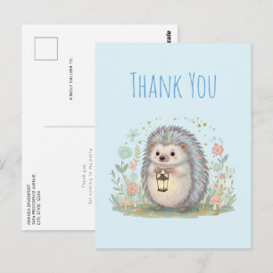 Carte Postale Hérisson Mignon avec Lanterne Merci
