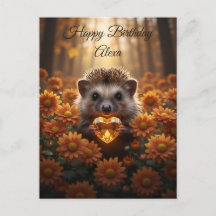Hérisson mignon de novembre avec cœur de topaze