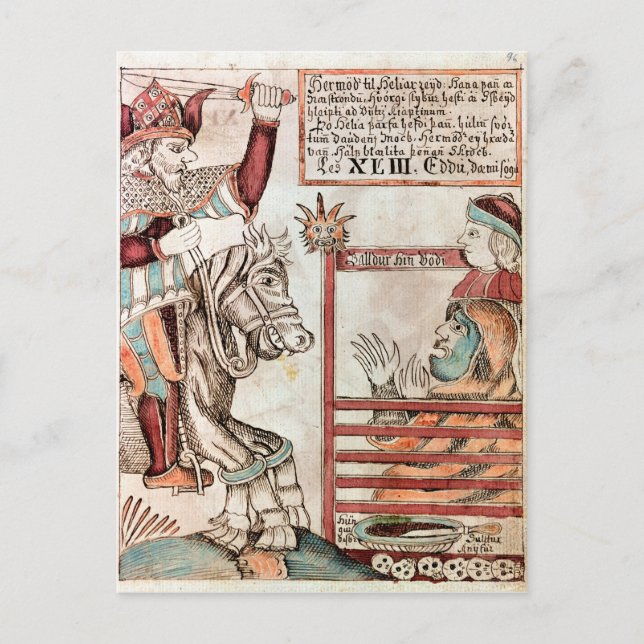 Carte Postale Hermod astride Sleipnir (Devant)