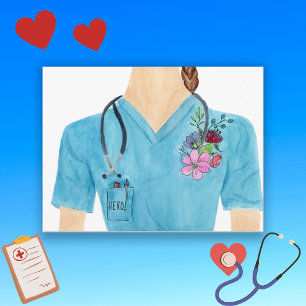 Carte Postale Héroïne à l'aquarelle