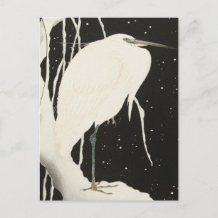 Carte Postale Heron dans la peinture sur neige par Ohara Koson