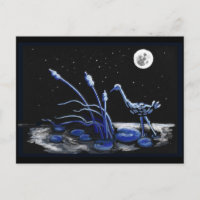 Heron dans une nuit illuminée par la lune