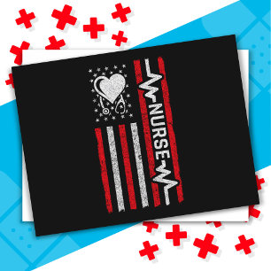 Carte Postale Héros américain Drapeau Héros Coeur Infirmière App