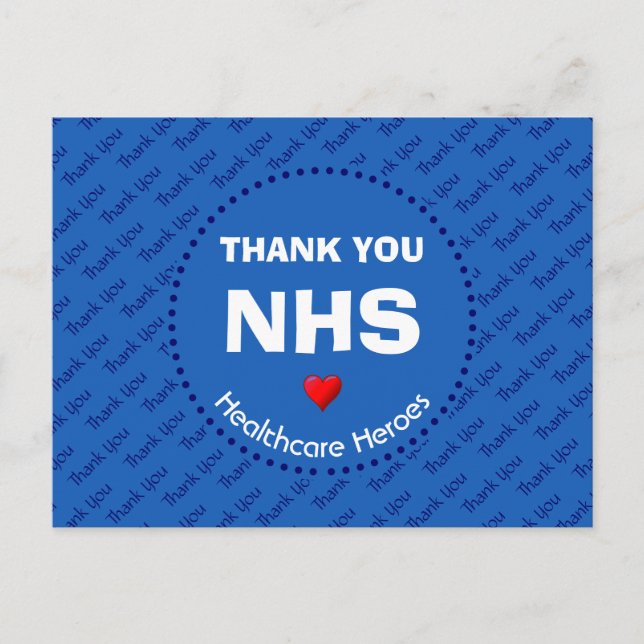 Carte Postale Héros de la santé Merci NHS PERSONNALISABLE (Devant)