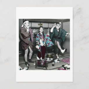 Carte Postale Heure de la fête de Geisha Vieux Japon Vintage Jap