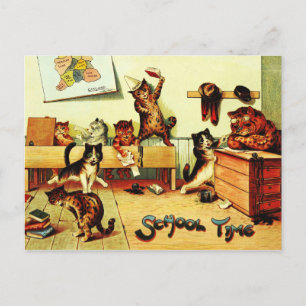 Carte Postale Heure de l'école Chats Louis Wain