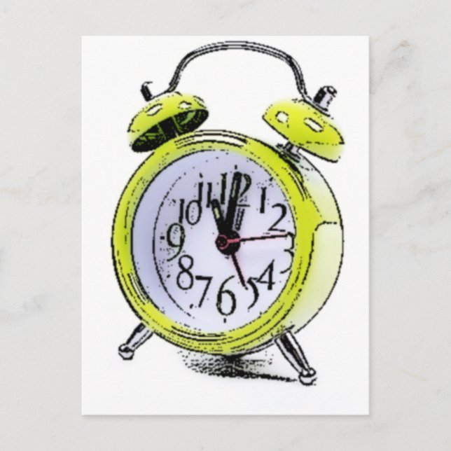 Carte Postale Heure de réactivation de l'horloge d'alarme jaune  (Devant)