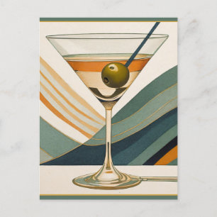 Carte Postale Heure du cocktail Martini du milieu du XXe siècle