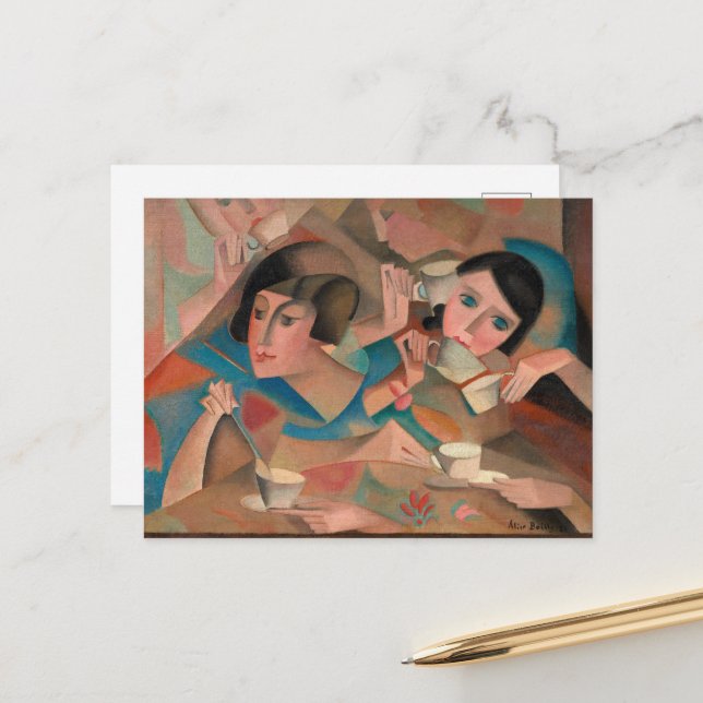 Carte Postale Heure du thé par Alice Bailly (Devant/Arrière en situation)
