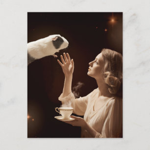 Carte Postale Heure du thé surréaliste Magie Guinée Cochon