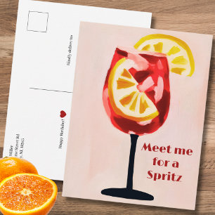 Carte Postale Heure Heureuse Cocktail Italien Vintage Retro Colo