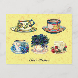 Carte Postale Heure vintage du thé à la Teacup